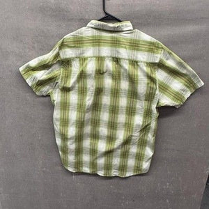 Columbia Shirt Mens Medium Green Plaid Omni-Wick Short Sleeve Button Up Outdoors 3