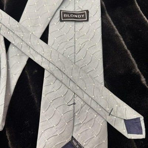 Vintage Blondy Necktie Mens Blue Gray Wavy Dot Pattern Polyester Tie Korea 90s 4