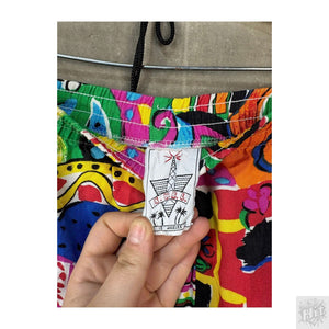 Vintage KWBL Los Angeles Colorful Abstract Harem Pants with Elastic Waist 2