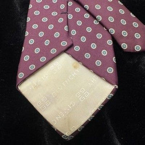 Vintage Givenchy Monsieur Tie Mens Burgundy Silk Made Italy Blue Geometric 90s 5