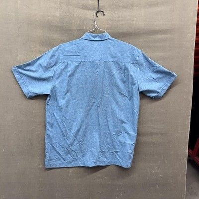 Cubavera Shirt Mens Large Blue Short Sleeve Button Up Camp Casual Pockets 23x31