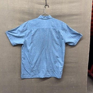 Cubavera Shirt Mens Large Blue Short Sleeve Button Up Camp Casual Pockets 23x31 1