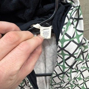 Mens Medium Full Zip Hoodie White Green Black Geometric Print Pre-Owned 2