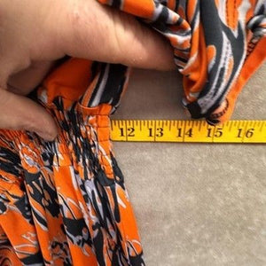 Veronica M Dress Womens Small Orange Black Abstract V Neck Elastic Waist Mini 4