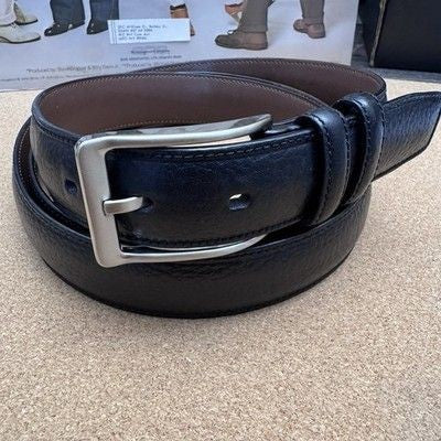 ROUNDTREE & YORKE Men's Wide Black Full Grain Cowhide Dress Belt Size 54/135