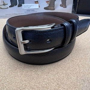 Roundtree & Yorke Men Wide Black Full Grain Cowhide Dress Belt Size 54 Pre-Owned 1