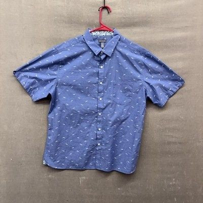 Van Heusen Shirt Mens XL Short Sleeve Button Up Car Print Casual Cotton Blend