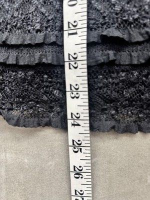 Black Lace Tank Top Womens Small Fitted Sleeveless Ruffle Textured Pre-Owned Exc 3
