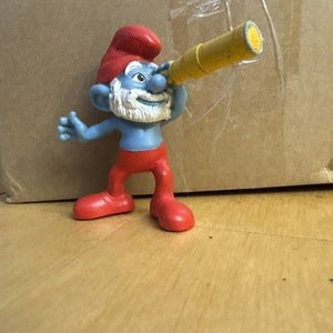 McDonalds Smurfs Papa Smurf Toy Figure With Telescope Used Vintage 2011 1