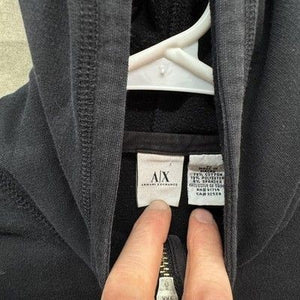Armani Exchange A|X Hoodie Womens Small Black Full Zip Logo Cropped Sweatshirt 4