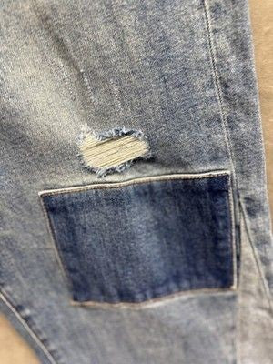 Dear John Jeans Womens 30 Blue Walker Distressed Patchwork Flare Denim Retro 3