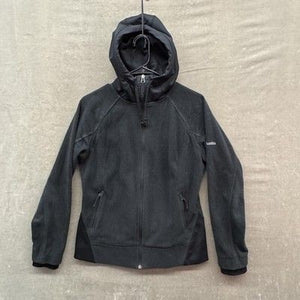 Columbia Jacket Womens Medium Black Hooded Full Zip Fleece Softshell XLE619 1