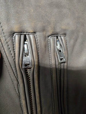 IRO Women Gray Lamb Leather Biker Jacket Size FR 40 Good Condition 2