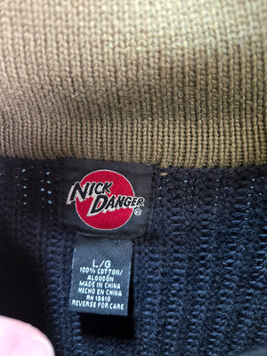 Nick Danger Mens Navy Olive Cotton Half Zip Knit Sweater Size L/G 2