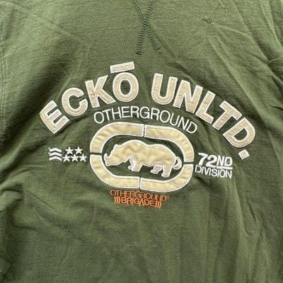 Ecko Unltd Shirt Mens Extra Large Green Otherground Rhino 72nd Division Graphic