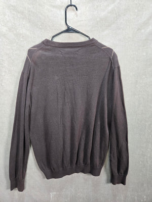 Perry Ellis Mens Brown Argyle Cotton Crewneck Pullover Sweater Size L 5