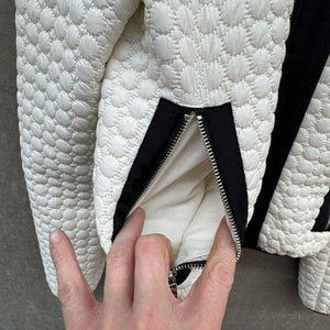 Armani Jeans Jacket Womens EU 40 White Black Quilted Bomber Zip Pockets AJ Logo 3
