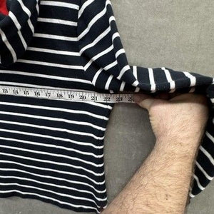 Lauren Ralph Lauren Hoodie Womens Large Black White Striped Toggle Red Lined 5