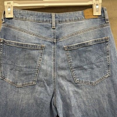American Eagle Jeans Womens 8 Blue Wide Leg High Rise Denim Pants Minimalist