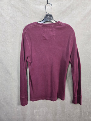 Aeropostale Men's Burgundy Waffle Knit Thermal Long Sleeve Shirt Size M 3