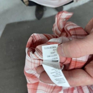 Van Heusen Shirt Mens Large Red White Plaid Button Up Short Sleeve Casual Summer 1