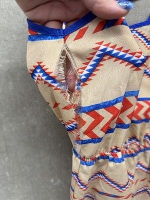Phoebe Dress Womens Small Geometric Zig Zag Aztec Tank Mini Summer Festival Boho 2