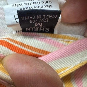 SHEIN Jeans Womens Medium 8 Orange Pink Yellow Swirl Print High Rise Flare Retro 3
