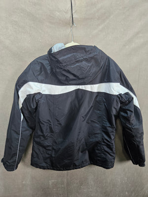 Columbia Women's Black White Hooded Fleece Lined Puffer Jacket Size L 4
