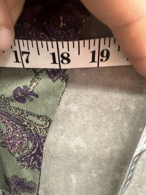 Chaps Shirt Womens Large Green Purple Paisley Ruffle V Neck 3/4 Sleeve Boho Top 5