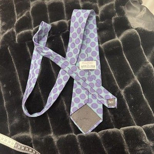 Robert Talbott Silk Tie Blue Purple Medallion Print Pre-Owned Hand Sewn Italy 1
