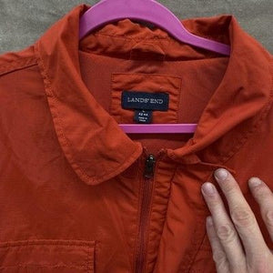 Lands End Mens Large Orange Nylon Field Utility Jacket Mesh Lining Pre-Owned Exc 1