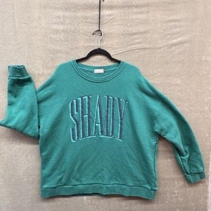 Skull House Sweatshirt Womens XL/2XL Green Crewneck SHADY Chenille Fleece 1