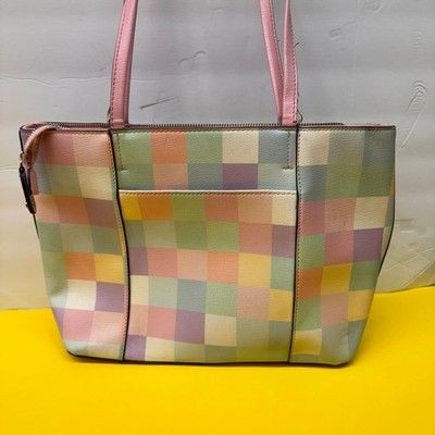 Karl Lagerfeld Paris Pastel Gingham Choupette Tote Bag Multicolor Checkered