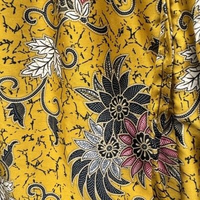 Floral Harem Pants Womens Small Yellow Black Batik Drawstring Elastic Waist Boho