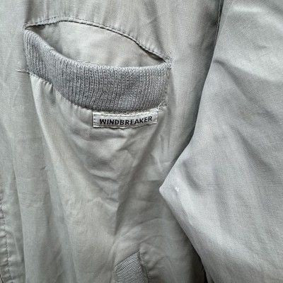 Windbreaker Jacket Mens Large Gray Bomber Full Zip Epaulets Ribbed Hem Pockets P