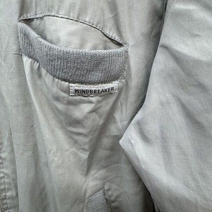 Windbreaker Jacket Mens Large Gray Bomber Full Zip Epaulets Ribbed Hem Pockets P 1