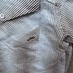 Prana Shirt Mens Medium Brown Plaid Short Sleeve Button Front Outdoor Casual 1