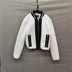 Armani Jeans Womens Quilted Bomber Jacket White Black EU 40 Pre-Owned Zip Pocket 1