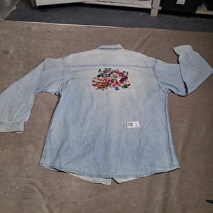 Looney Tunes Embroidered Denim Shirt Men's Light Blue BLITZZ Size M 5