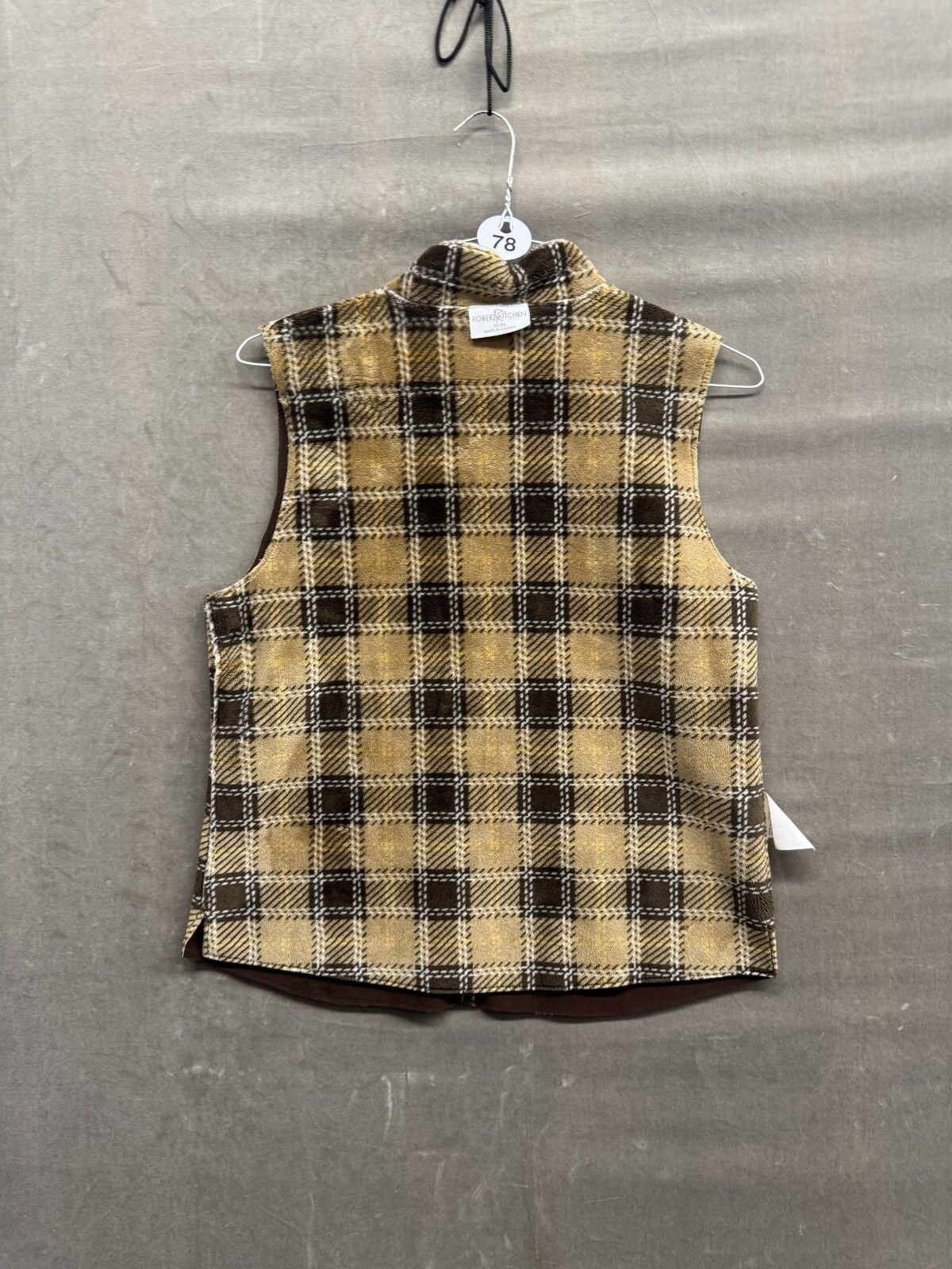 Robert Kitchen Reversible Plaid Fleece Vest Sz M w/ Full Zipper Made in Canada