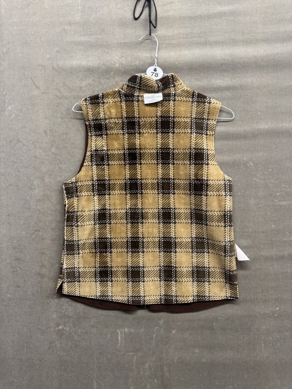 Robert Kitchen Reversible Plaid Fleece Vest Sz M w/ Full Zipper Made in Canada