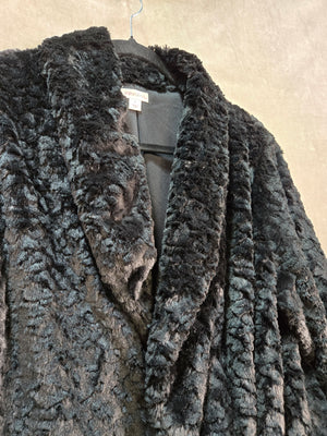 xhiliration Women's Black Fur Trim Logo Quilted Zipper Button Jacket Size L 4