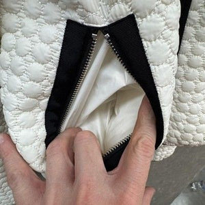 Armani Jeans Womens Quilted Bomber Jacket White Black EU 40 Pre-Owned Zip Pocket 4