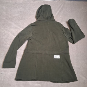 MISS LILI Women Jacket Olive Green Mid-Length Hooded Drawstring Size L Used 4