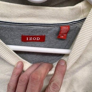 Izod Sweatshirt Mens Extra Large Off White Crewneck Pullover Embroidered Logo Pr 2