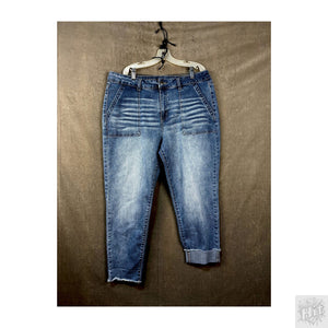 Aeropostale Women Denim Jeans Boyfriend Fit Size 17 Medium Wash Distressed Used 1