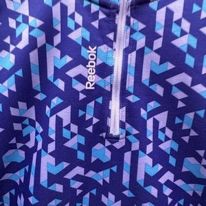 Reebok Sweatshirt Mens XL Purple Quarter Zip Workout Ready Geometric Print 2