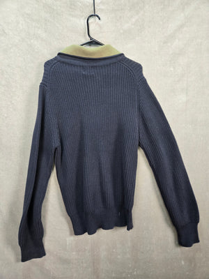 Nick Danger Mens Navy Olive Cotton Half Zip Knit Sweater Size L/G 3