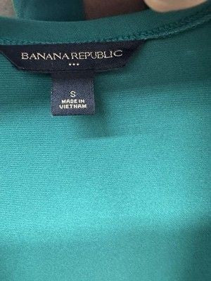 Banana Republic Dress Womens Small Green Ruched Short Sleeve Belted Wrap Pre-Own 3