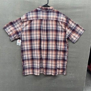 St Johns Bay Shirt Mens XL Orange Plaid Short Sleeve Button Up New Cotton Casual 4